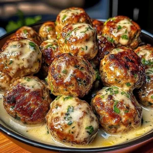 Lemon Herb Turkey Meatballs served on a plate with fresh herbs