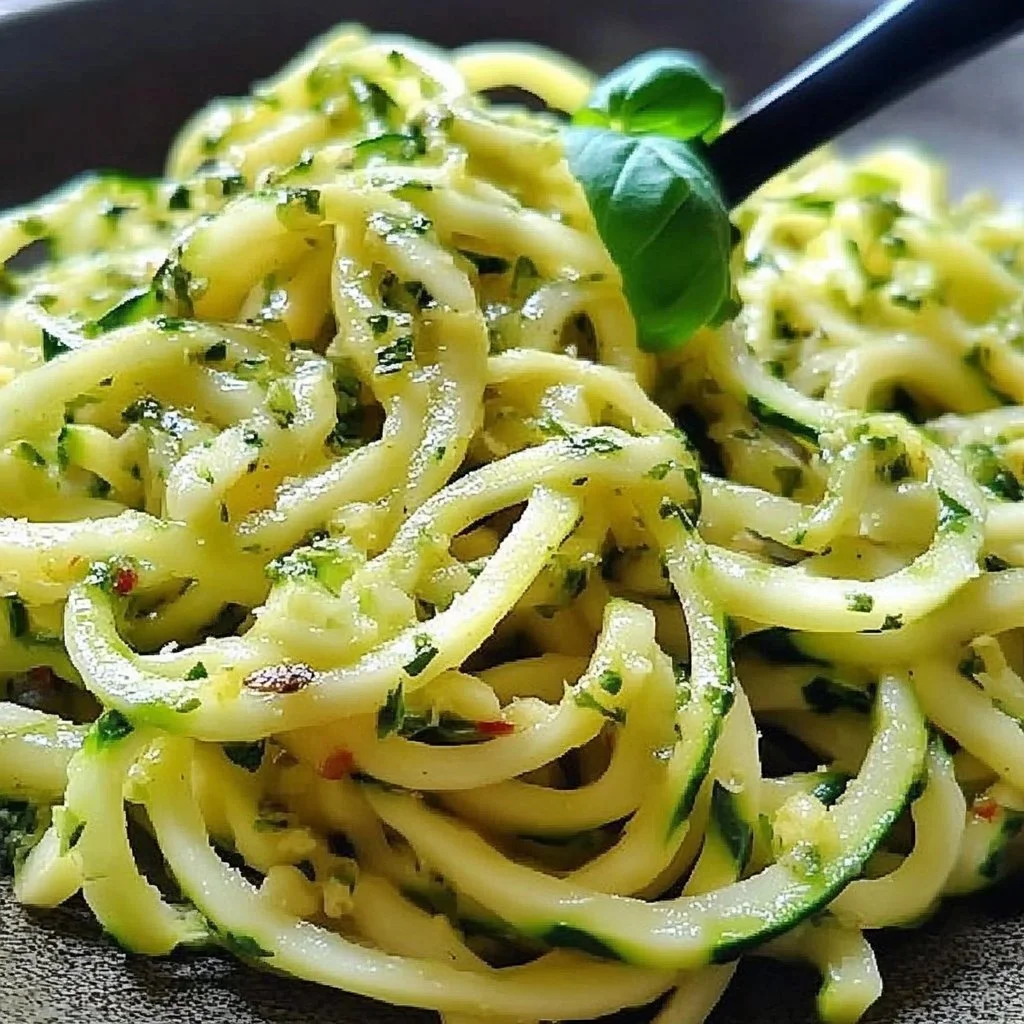 Delicious lemon zucchini noodles served in a bowl with fresh herbs