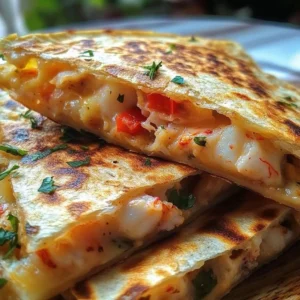 Delicious lobster quesadilla with melted cheese and fresh ingredients