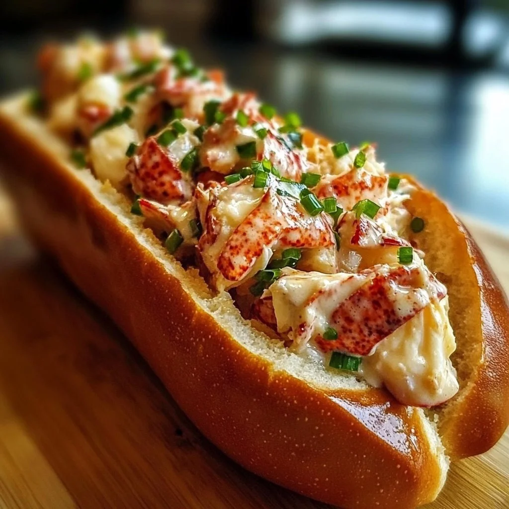 Delicious lobster rolls served with melted butter on a bun