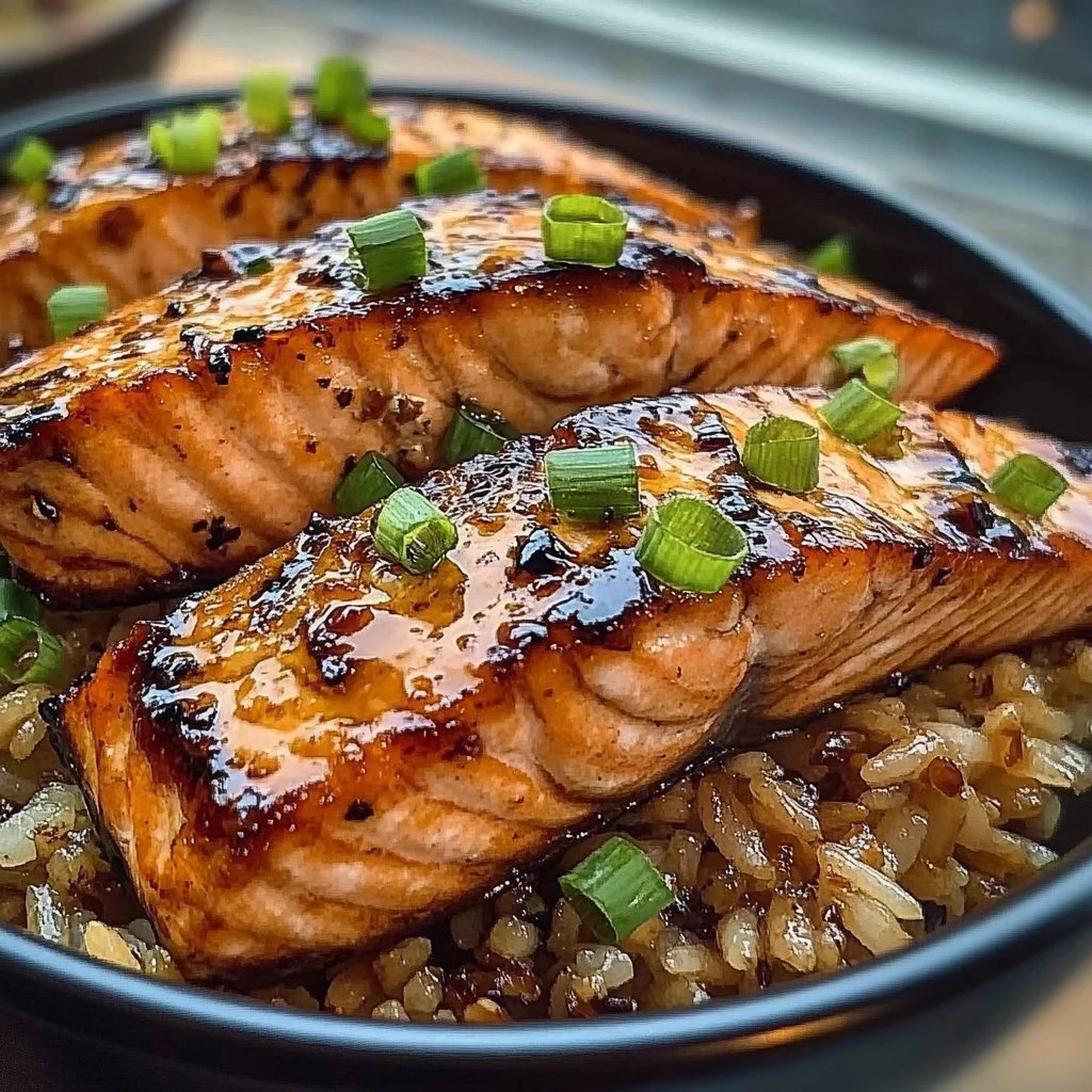 Maple Soy Salmon Strips with Fried Rice