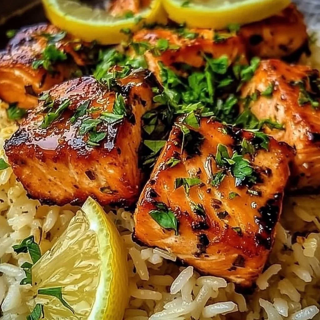 Mediterranean Salmon Lemon Rice