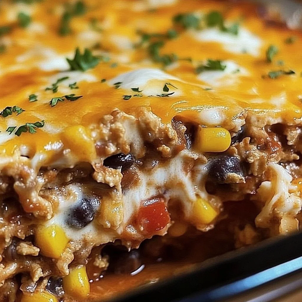 Delicious Mexican White Trash Casserole with seven layers of flavors.