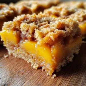 Delicious Peach Crumble Bars with a golden crust and juicy peach filling