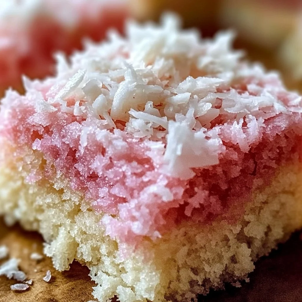 Pink Coconut Snowball Cake Bars