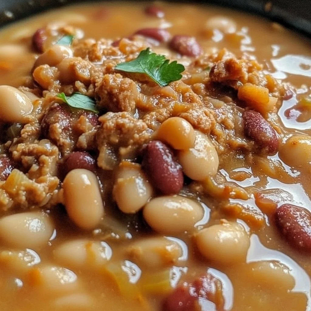 Delicious Pork Beans served in a bowl, showcasing rich flavors and comforting appeal.