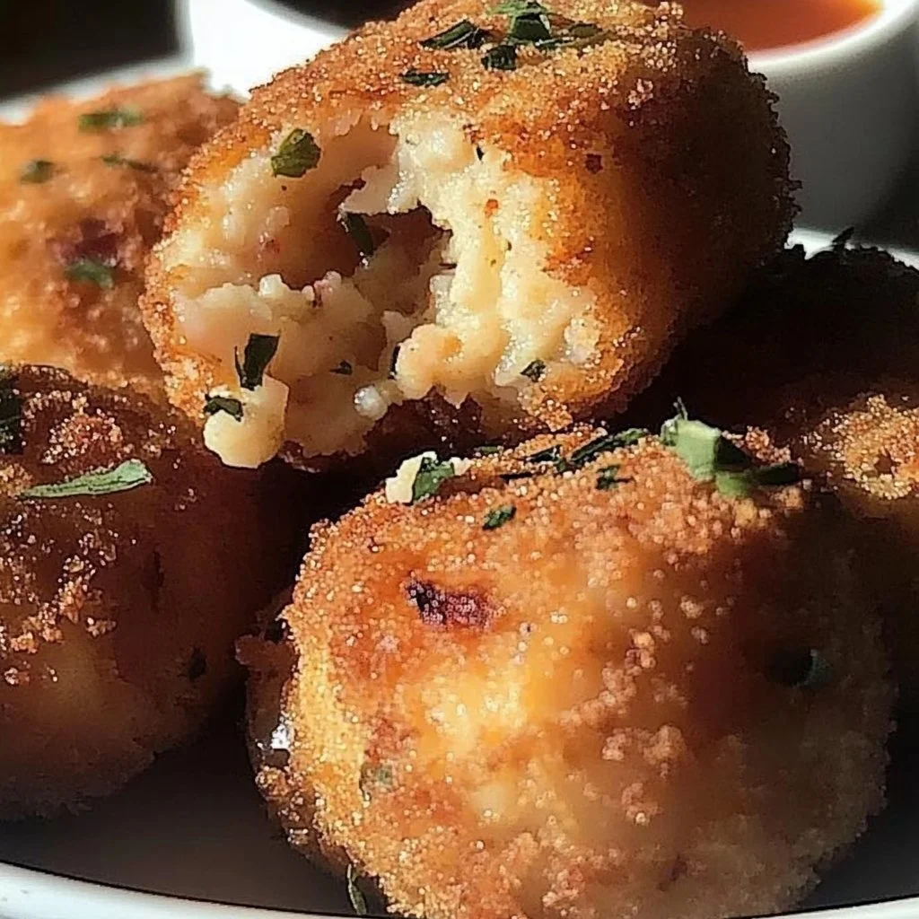 Delicious Portuguese shrimp croquettes served with sauce