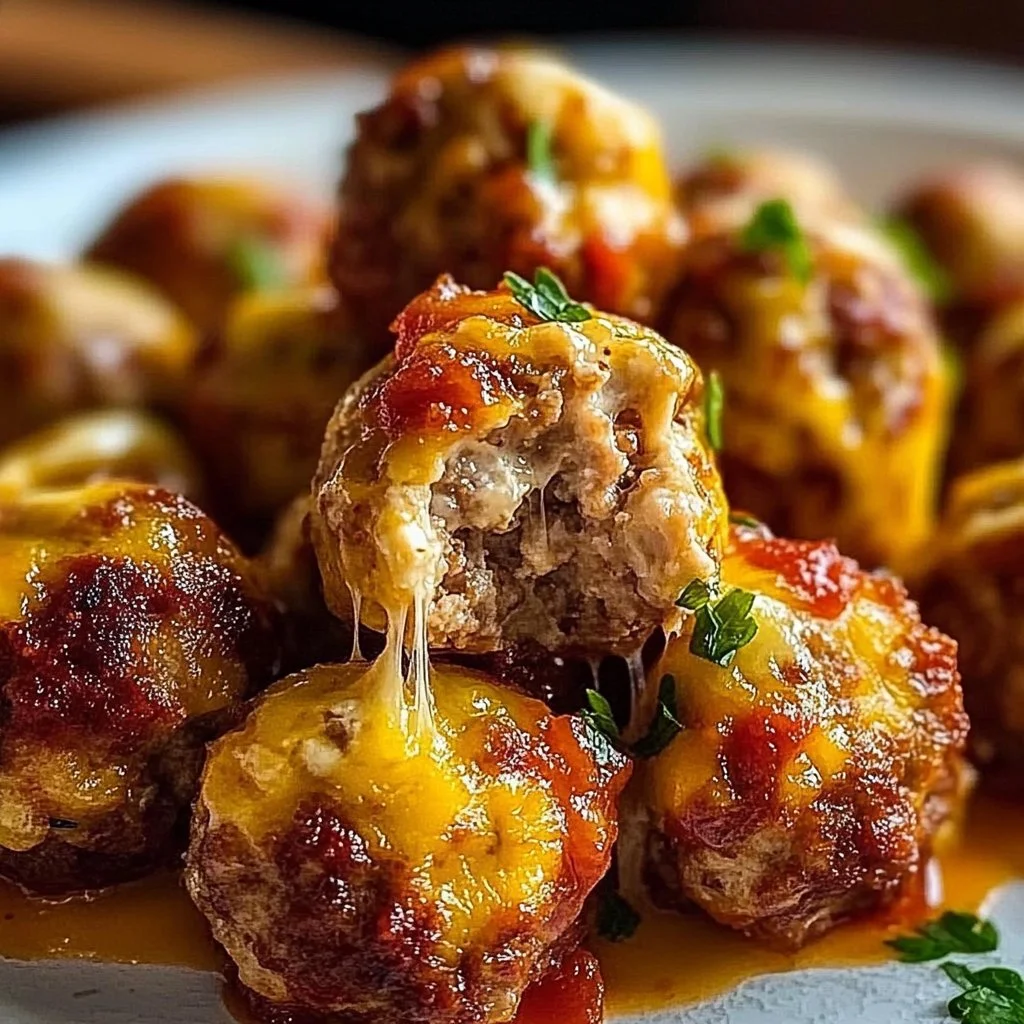 Delicious Rotel cream cheese sausage balls ready for serving