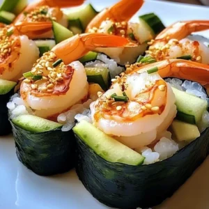 Shrimp sushi boats garnished with fresh ingredients for a delightful meal