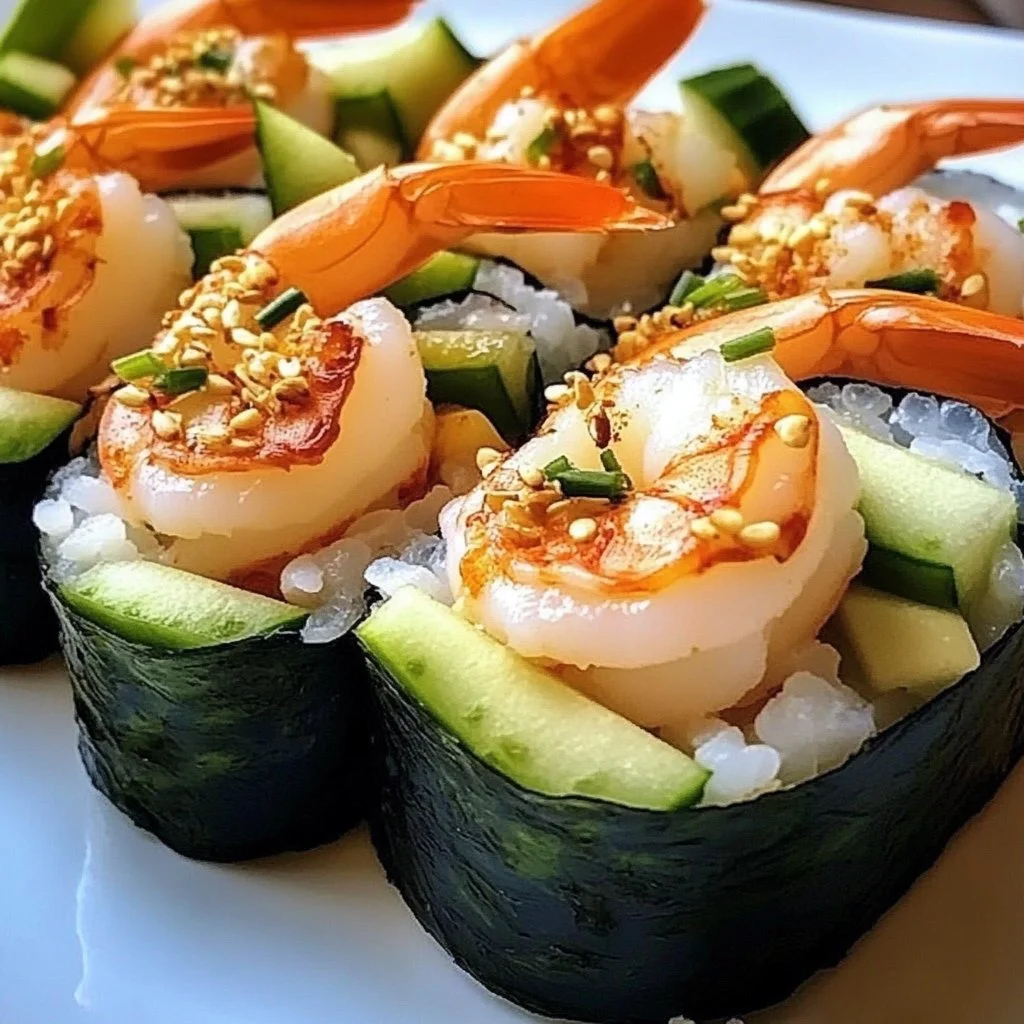 Shrimp sushi boats garnished with fresh ingredients for a delightful meal