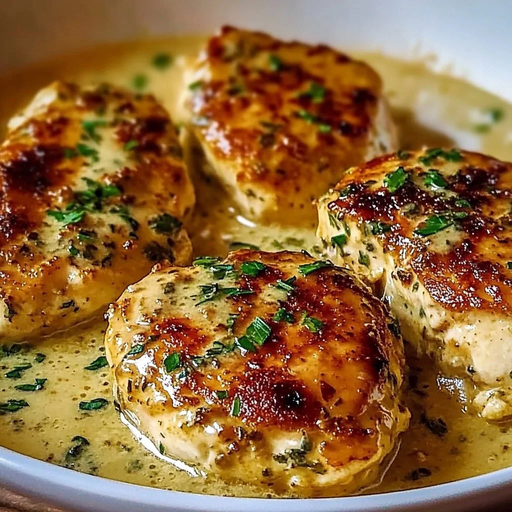 Delicious Simple Boursin Cheese Chicken recipe on a plate