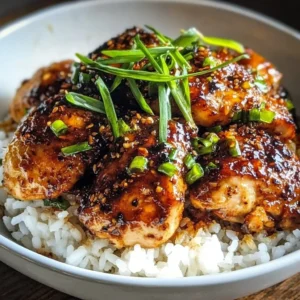 Delicious Spicy Maple Chicken served with Coconut Rice on a plate.