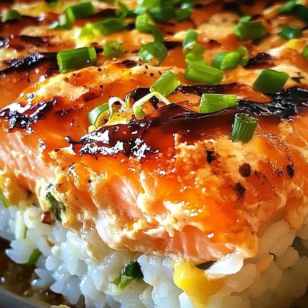 Delicious Spicy Salmon Sushi Bake with creamy toppings and fresh ingredients