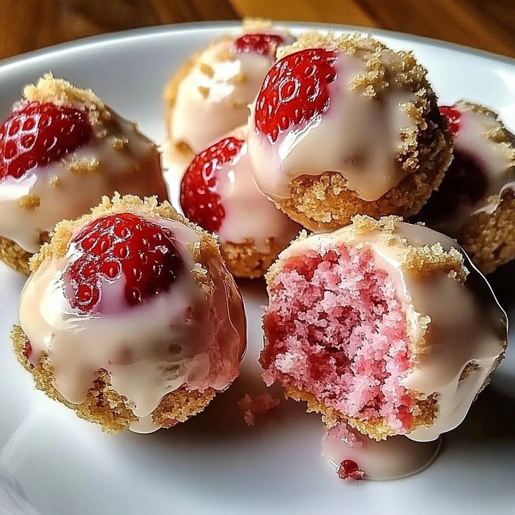 Delicious homemade strawberry cake balls ready to indulge in.