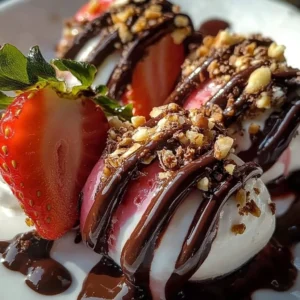 Delicious Strawberry Chocolate Yogurt Treats in a dessert bowl