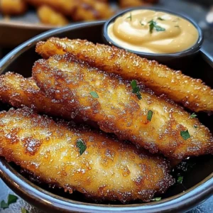 Delicious sweet honey fish strips served with creamy citrus dip