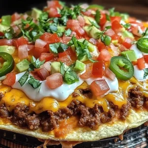 Taco Bell Mexican Pizza topped with cheese, beans, and fresh ingredients.