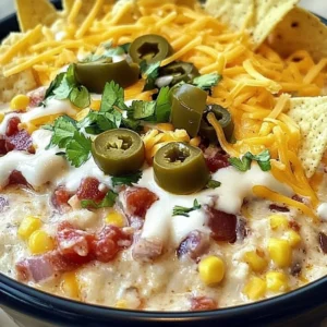 Delicious Texas Trash Dip served in a bowl with chips