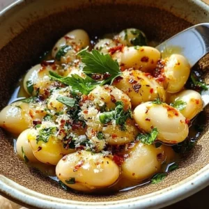 Delicious Tuscan Butter Beans served in a rustic Italian dish