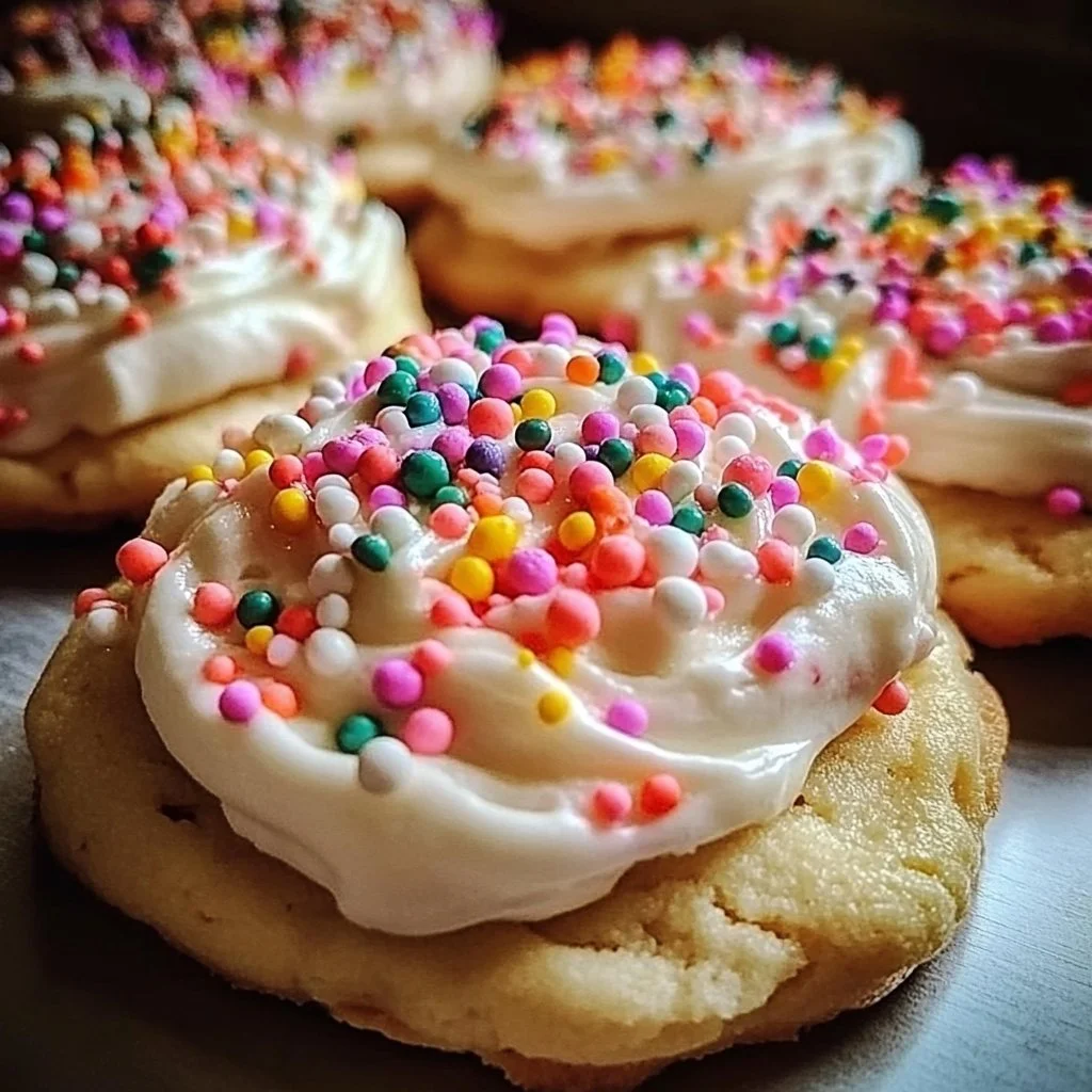 Delicious Valentine buttercream cookies decorated with heart-shaped frosting