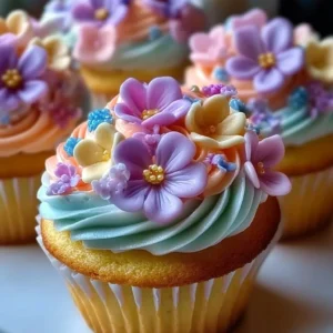 Beautiful Valentine flower cupcakes decorated with vibrant floral designs