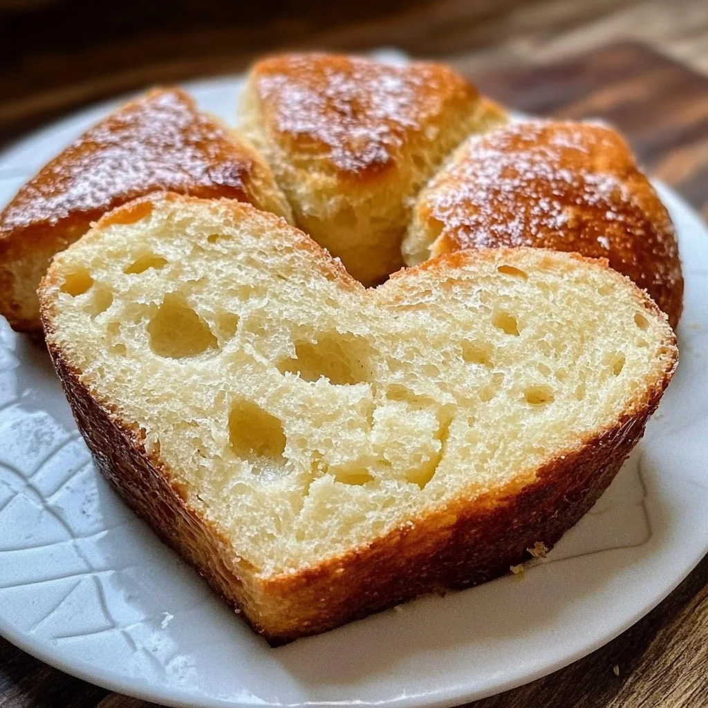 Heart-shaped Valentine bread fresh out of the oven