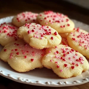 Heart-shaped Valentine sugar cookies decorated with icing and sprinkles