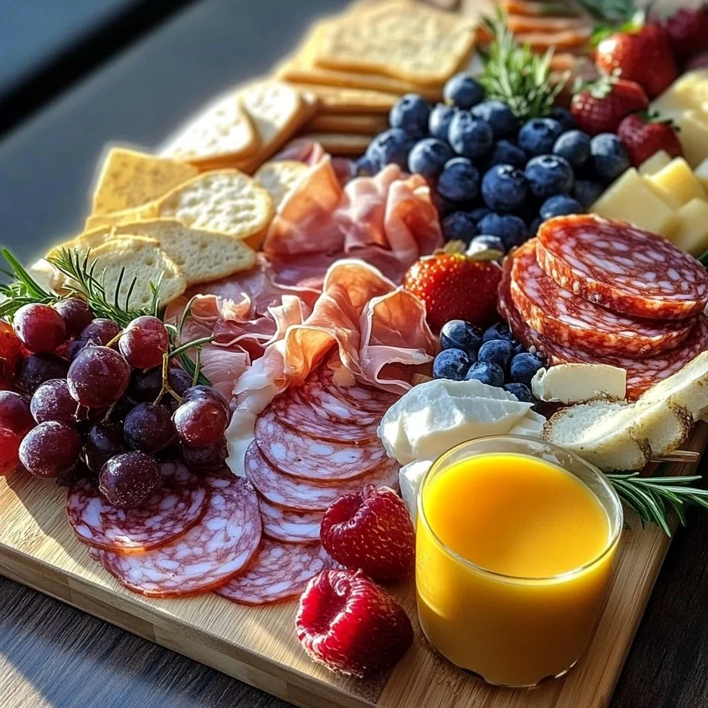 Valentine's Breakfast Charcuterie Board filled with tasty treats and festive decor.