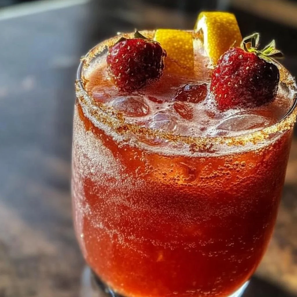 A beautifully garnished Valentine's Cocktail in a heart-shaped glass