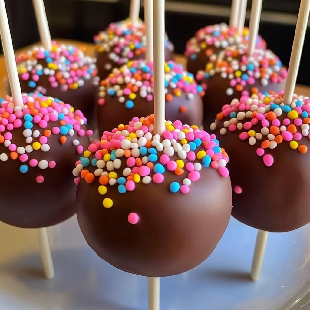 Colorful Valentine's Day cake pops decorated with hearts and sprinkles
