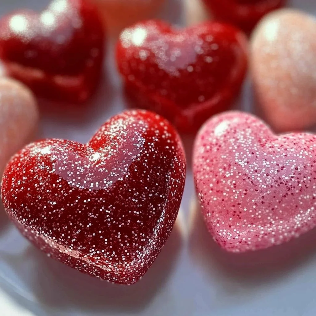 Variety of Valentine's Day candy heart shapes and chocolates