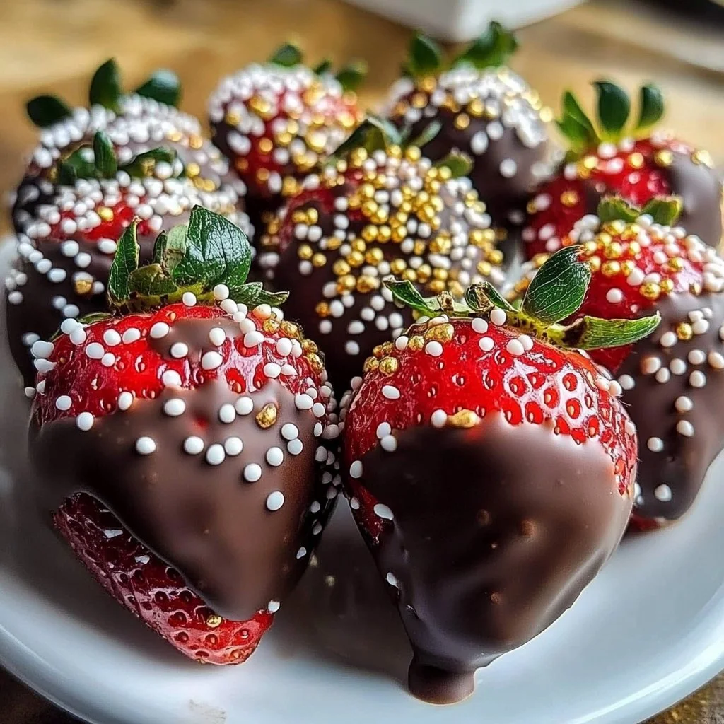 Valentine's Day chocolate covered strawberries arranged elegantly on a plate