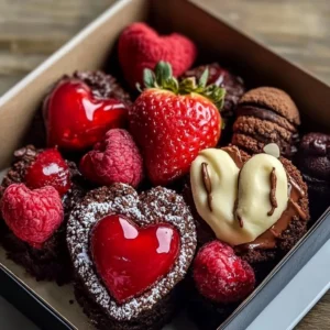 Valentine's Day dessert box filled with chocolates and sweet treats.