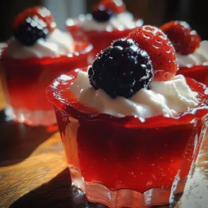 Colorful Valentine's Day jello shots in heart-shaped cups