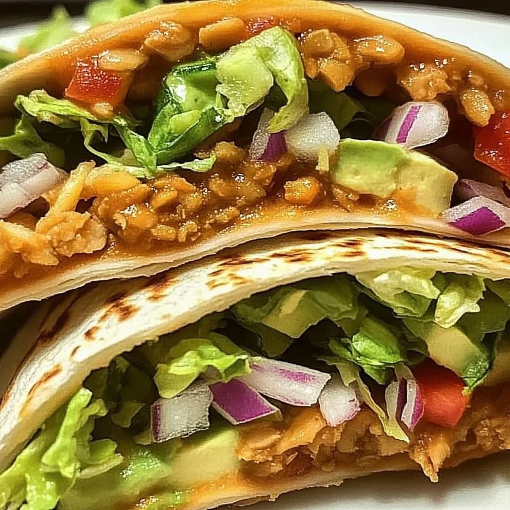 Delicious Vegan Crunchwrap Supreme with fresh vegetables and protein-rich filling