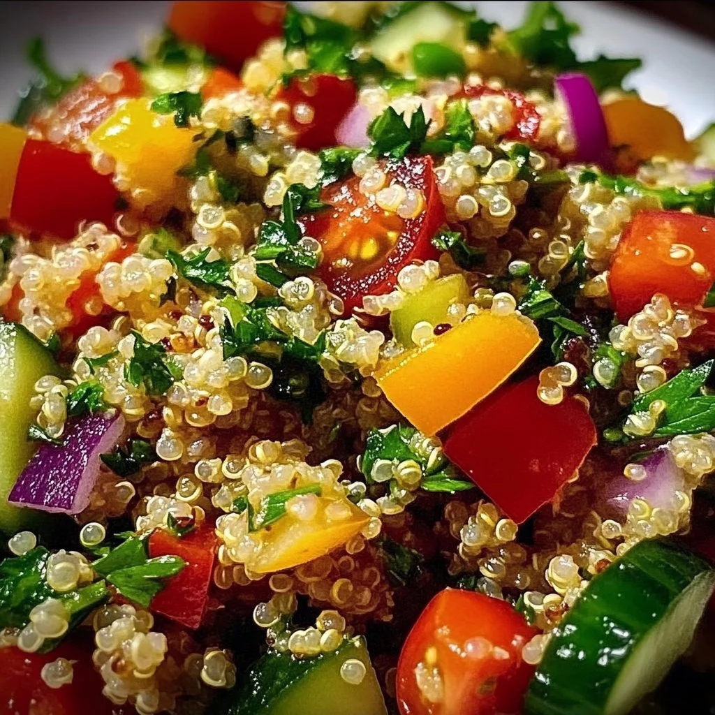 Vibrant quinoa salad with fresh vegetables and herbs