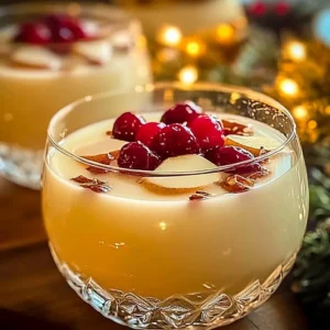 A bowl of White Christmas Punch garnished with fruits and herbs for festive celebrations.