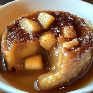 Delicious Apple Date Cinnamon Pudding topped with creamy toffee sauce