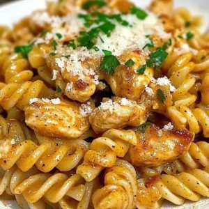 Cajun Garlic Chicken Rotini served in a bowl, showcasing its rich flavors