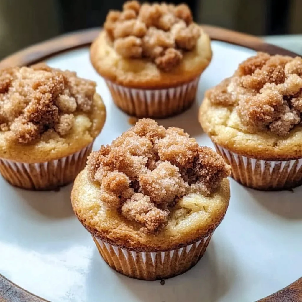 Freshly baked coffee cake muffins on a wooden table