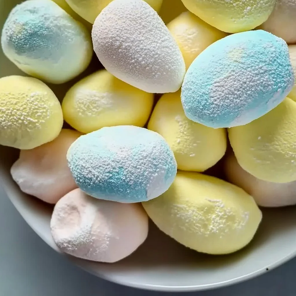 Colorful marshmallow Easter eggs perfect for spring celebrations and treats.