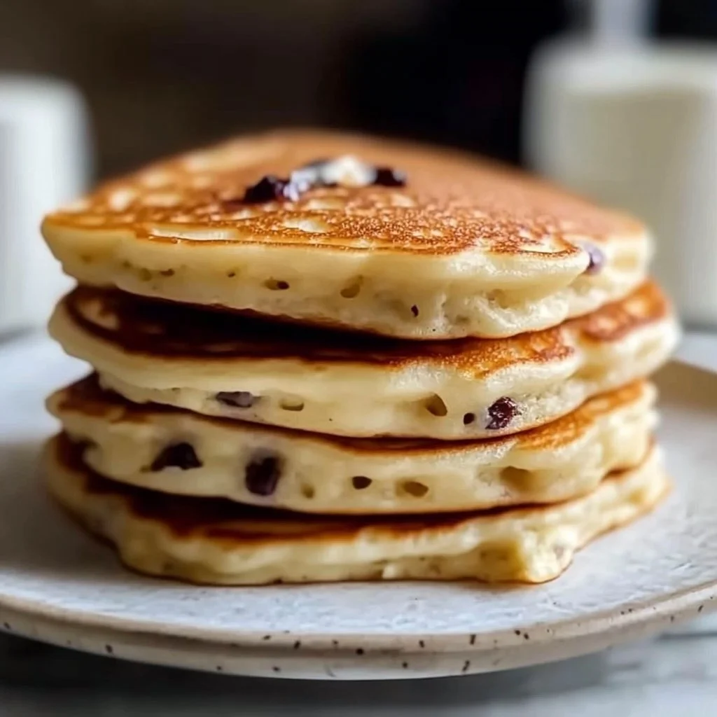 Fluffy cottage cheese pancakes topped with fresh berries and syrup