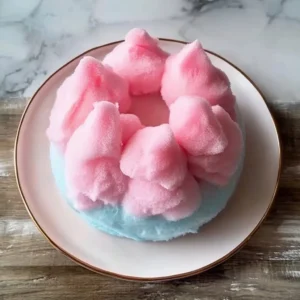 Colorful Cotton Candy Cake with fluffy pink and blue frosting