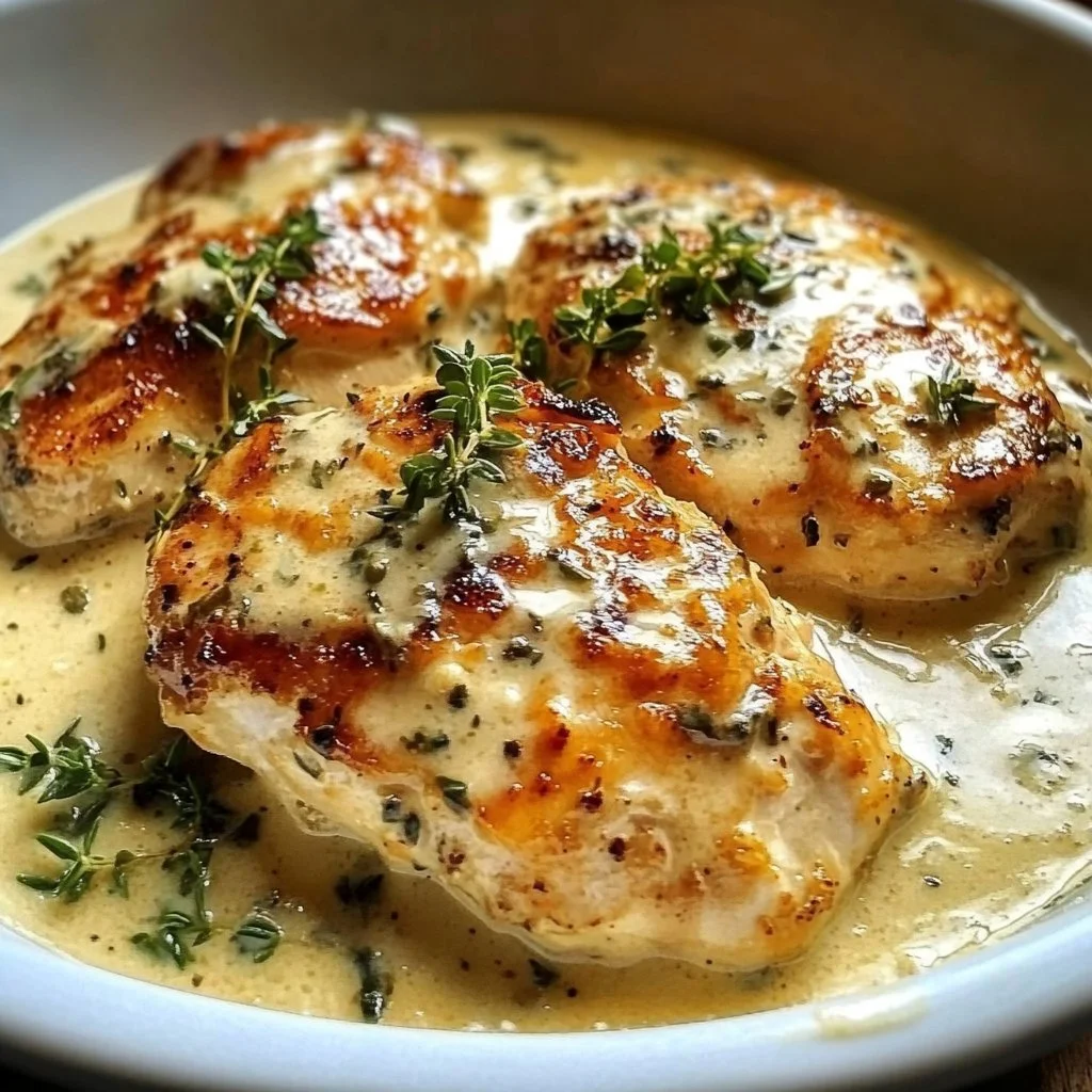 Delicious creamy chicken dish served for a romantic Valentine's Day dinner