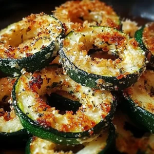 A plate of crispy Easy Parmesan Zucchini Rings ready to be enjoyed.