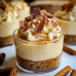 Delicious eggnog mousse cups garnished with whipped cream and nutmeg.