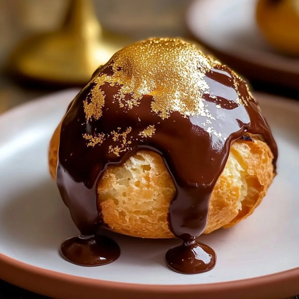 Gold-Dusted Chocolate Profiteroles