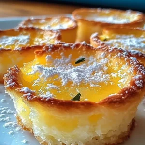 Mini Baby Lemon Impossible Pies topped with zest and creamy filling