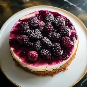 Delicious homemade Mulberry Cake topped with fresh mulberries and cream.