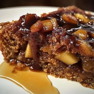 Soft apple date rustic cake with toffee glaze on a rustic wooden table